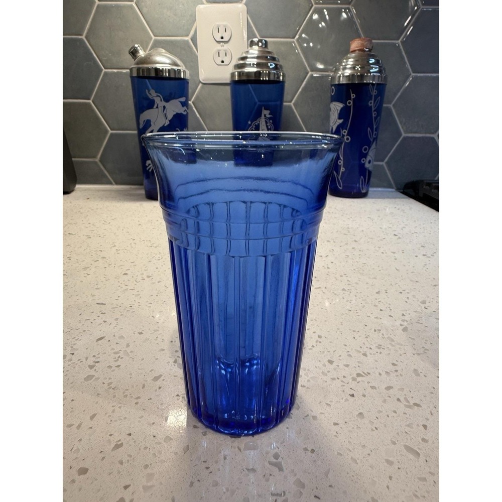 Hazel Atlas New Century Cobalt Blue 5 1/4" Tall Tumbler Depression Glass